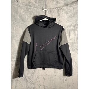 Nike Dri Fit Kids XL Black Pink Swoosh Hoodie Sweatshirt Pullover Athletic‎
